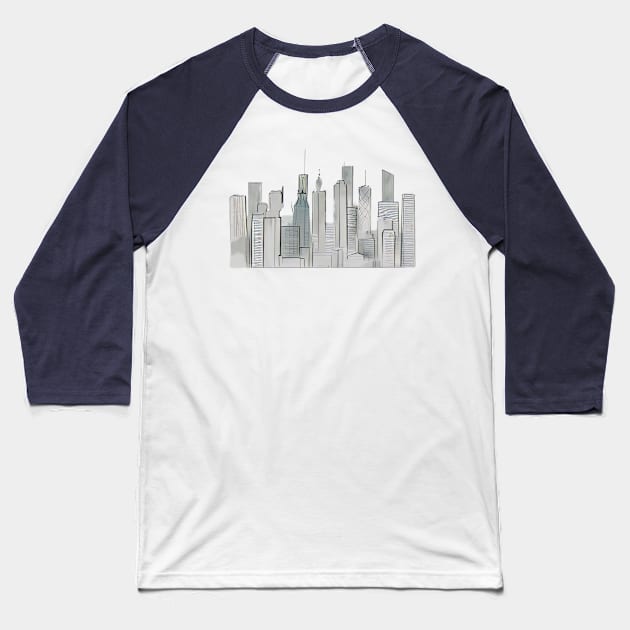 City ​​Sketch Baseball T-Shirt by lady and lord